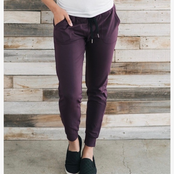 Zyia Unwind Jogger Pants Plum - Picture 1 of 10